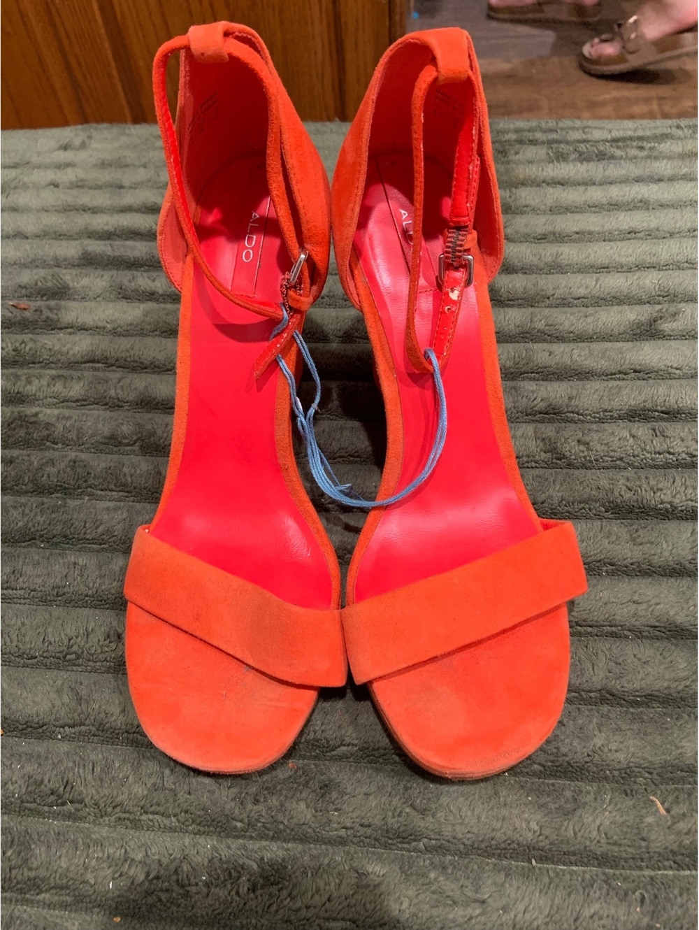 ALDO orange ankle strap heeled sandals